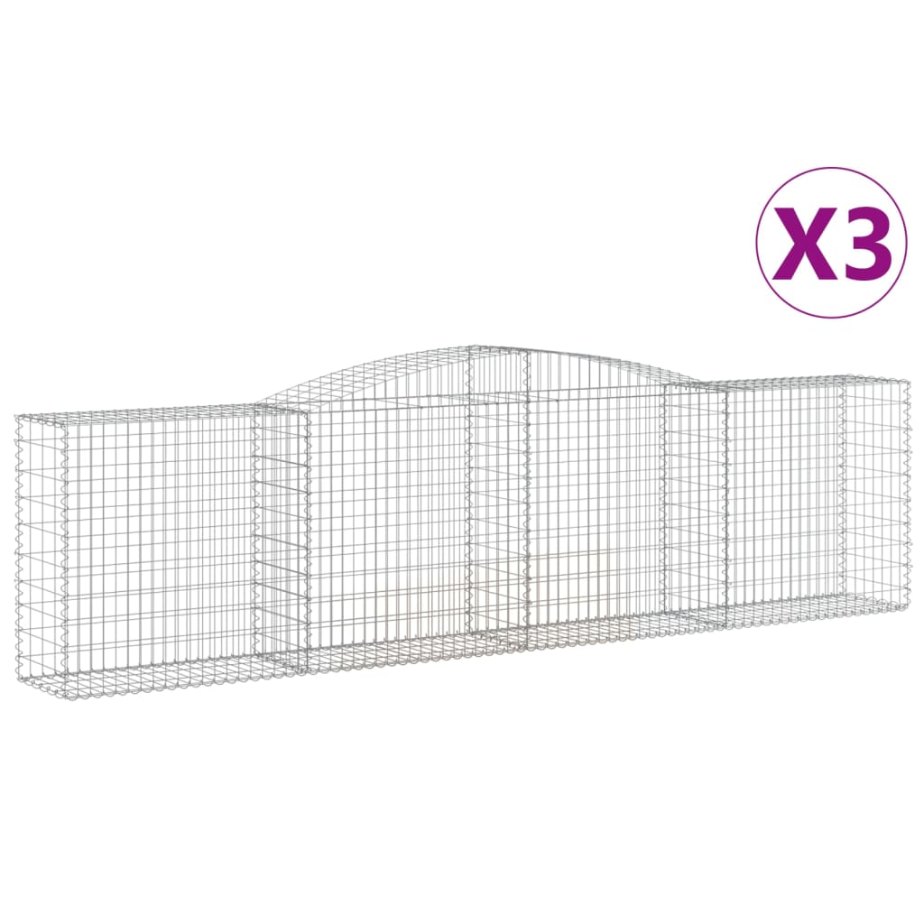 Schanskorven 3 St Gewelfd 400X50X100/120 Cm Ijzer 400 x 50 x 100/120 cm