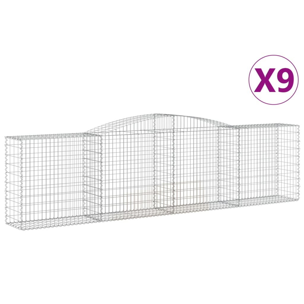 Schanskorven 9 St Gewelfd 400X50X100/120 Cm Ijzer 400 x 50 x 100/120 cm
