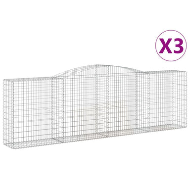 Schanskorven 3 St Gewelfd 400X50X120/140 Cm Ijzer 400 x 50 x 120/140 cm