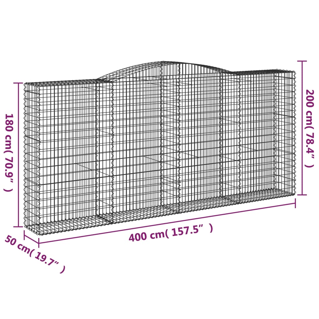 Schanskorven 2 St Gewelfd 400X50X180/200 Cm Ijzer 400 x 50 x 180/200 cm