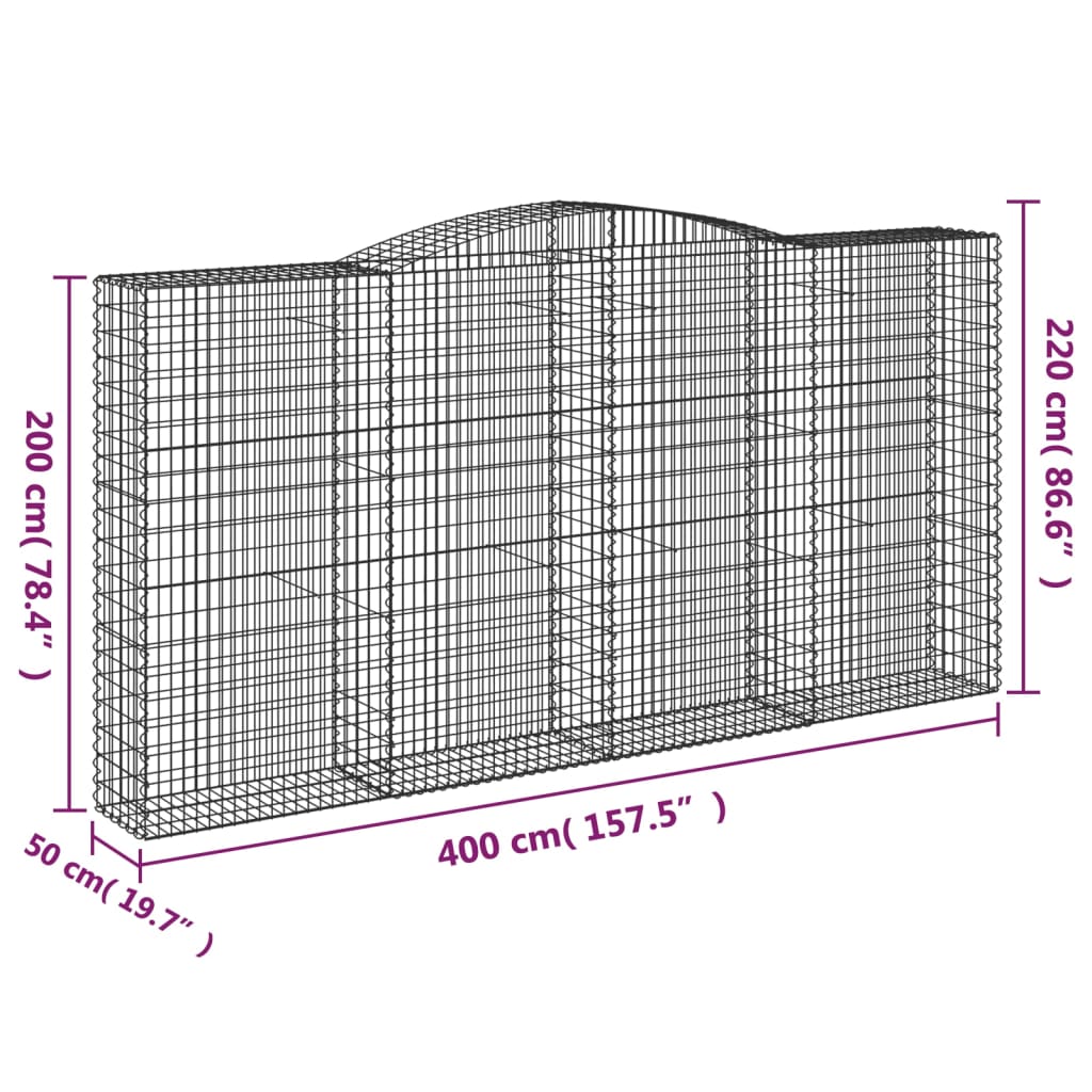 Schanskorven 2 St Gewelfd 400X50X200/220 Cm Ijzer 400 x 50 x 200/220 cm