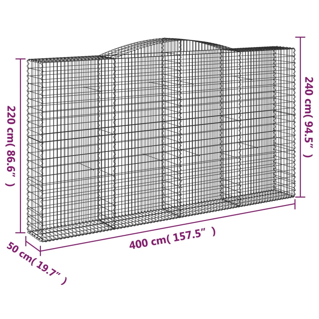 Schanskorven 2 St Gewelfd 400X50X220/240 Cm Ijzer 400 x 50 x 220/240 cm