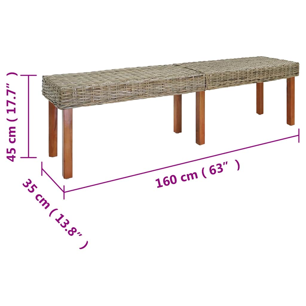 Bank Naturel 160 x 35 x 45 cm Massief Mango Hout