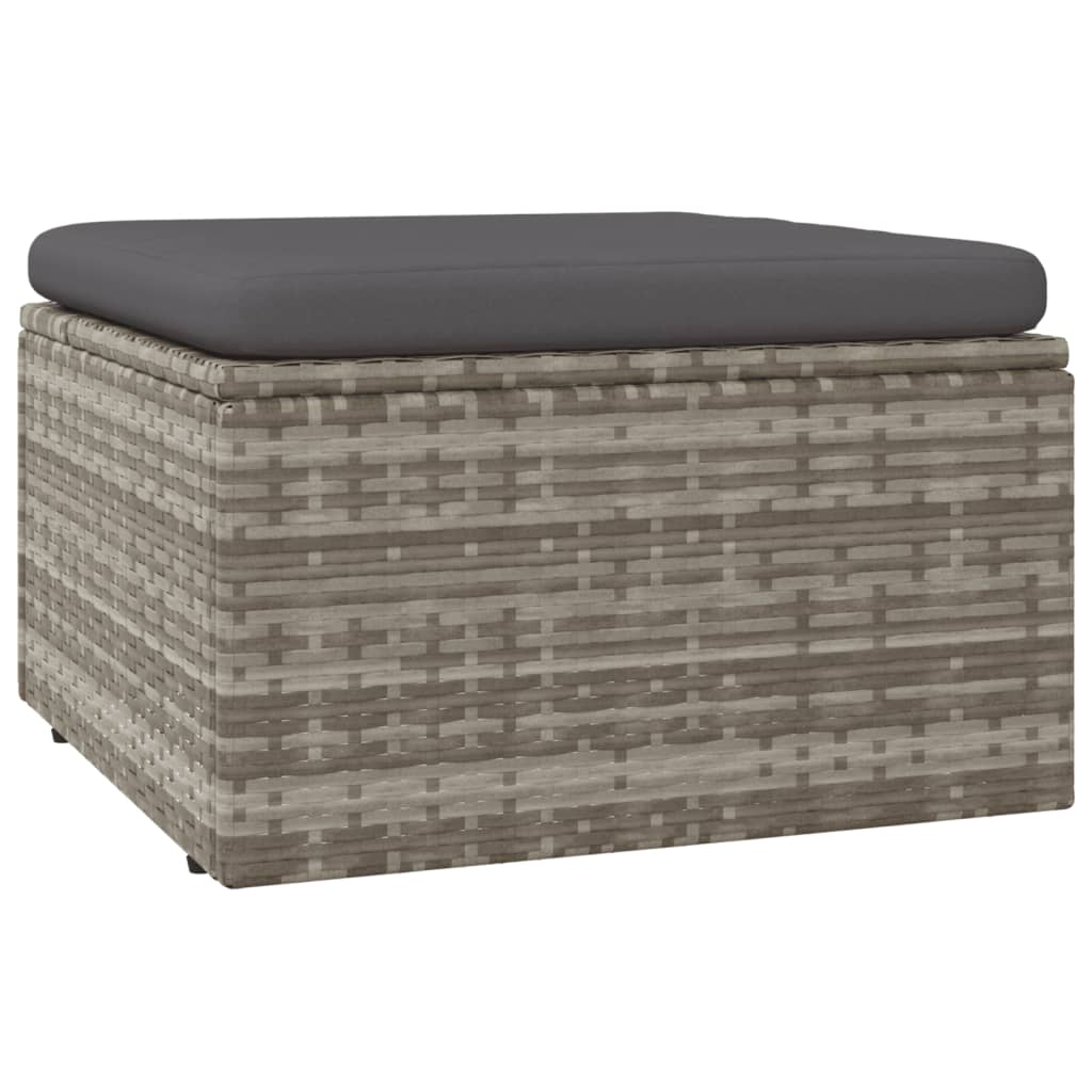 Voetensteun met kussen 55x55x30 cm poly rattan grijs