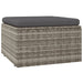 Voetensteun met kussen 55x55x30 cm poly rattan grijs