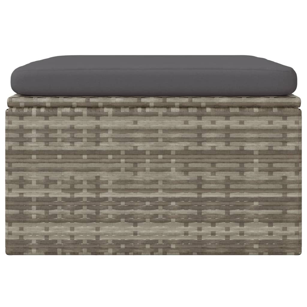 Voetensteun met kussen 55x55x30 cm poly rattan grijs