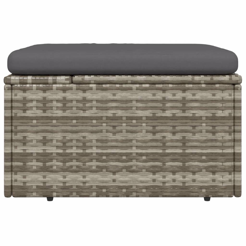 Voetensteun met kussen 55x55x30 cm poly rattan grijs