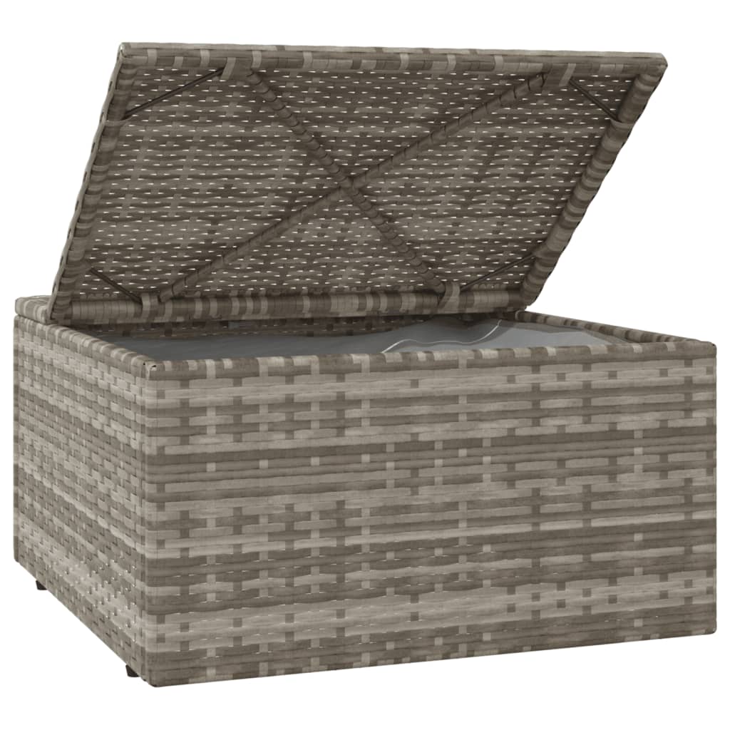 Voetensteun met kussen 55x55x30 cm poly rattan grijs