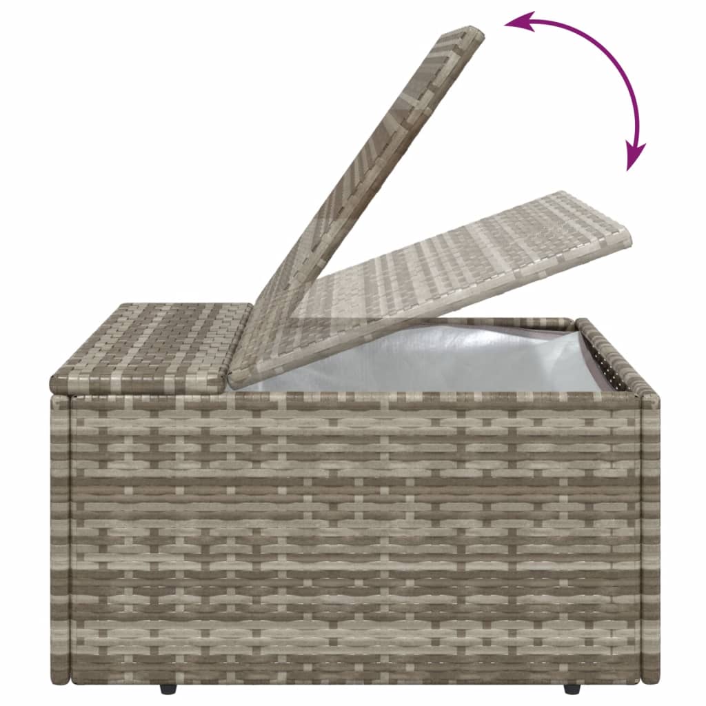 Voetensteun met kussen 55x55x30 cm poly rattan grijs