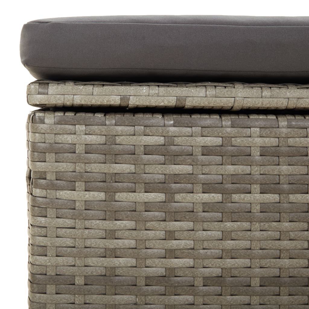 Voetensteun met kussen 55x55x30 cm poly rattan grijs
