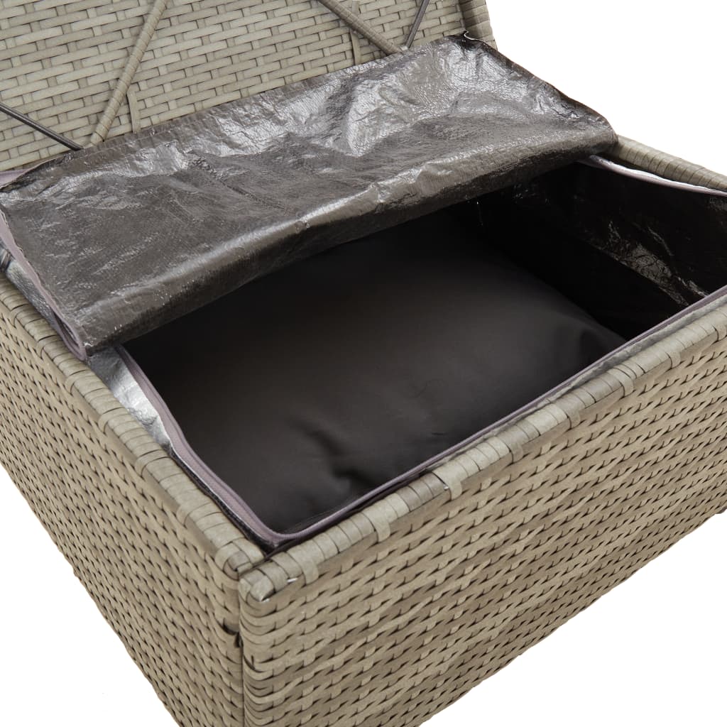 Voetensteun met kussen 55x55x30 cm poly rattan grijs