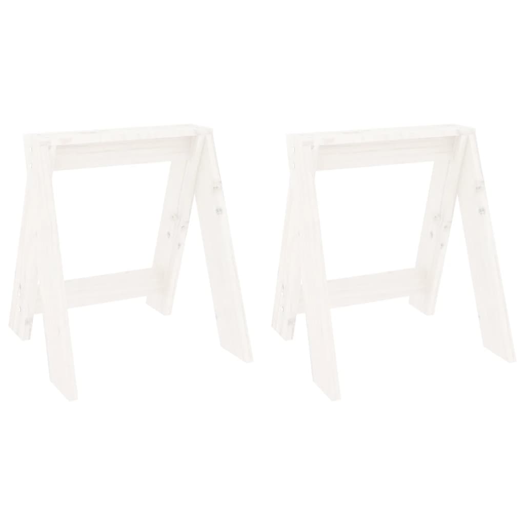 Krukken 2 st 40x40x45 cm massief grenenhout wit