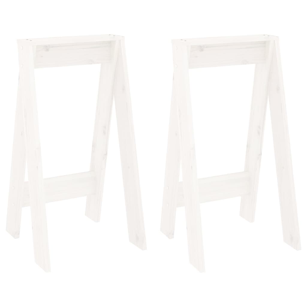Krukken 2 st 40x40x75 cm massief grenenhout wit