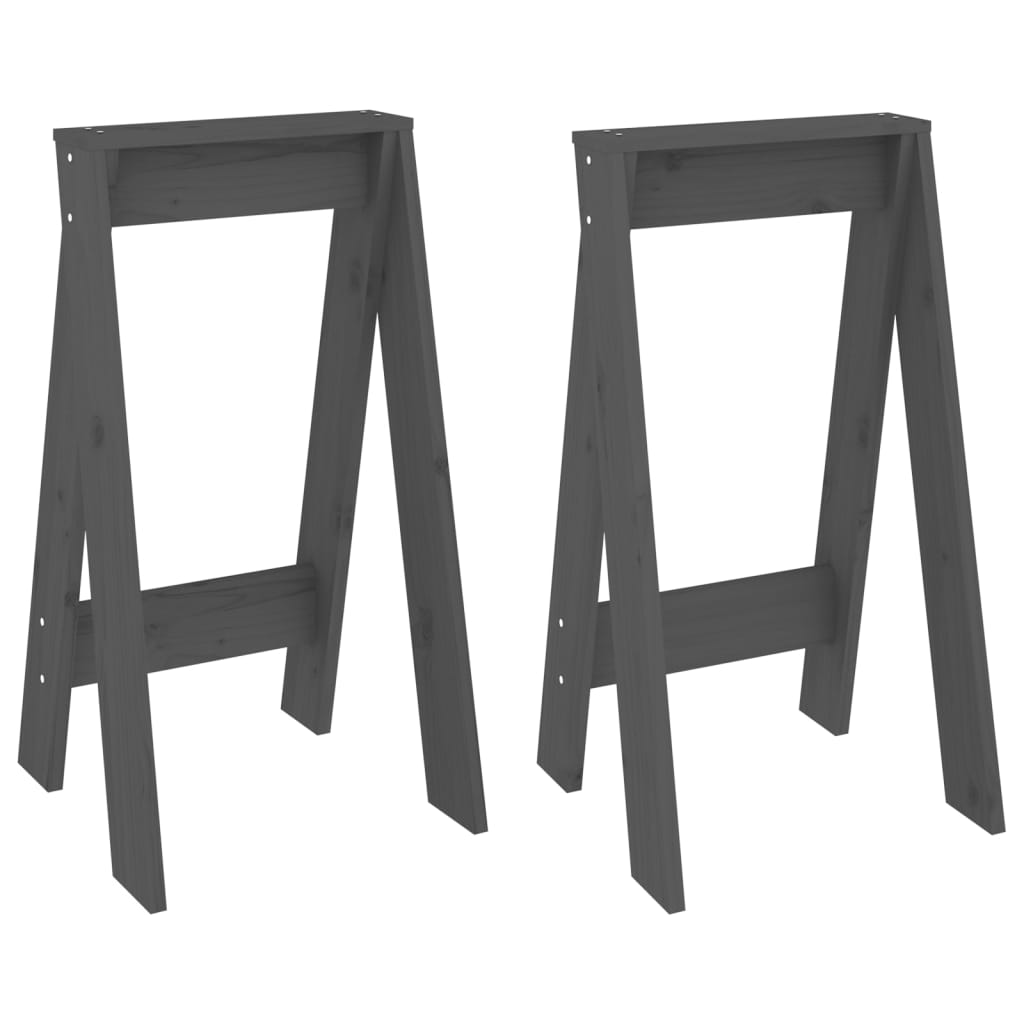 Krukken 2 st 40x40x75 cm massief grenenhout grijs