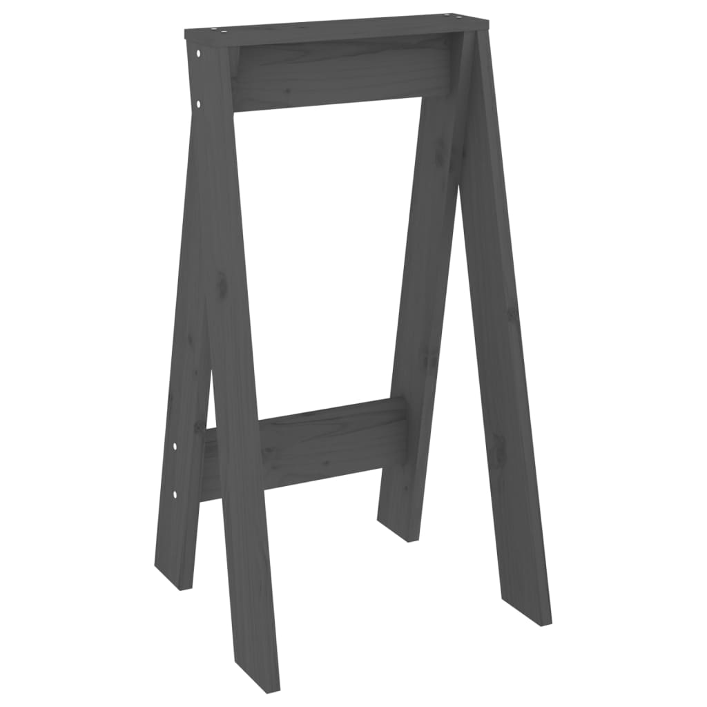 Krukken 2 st 40x40x75 cm massief grenenhout grijs