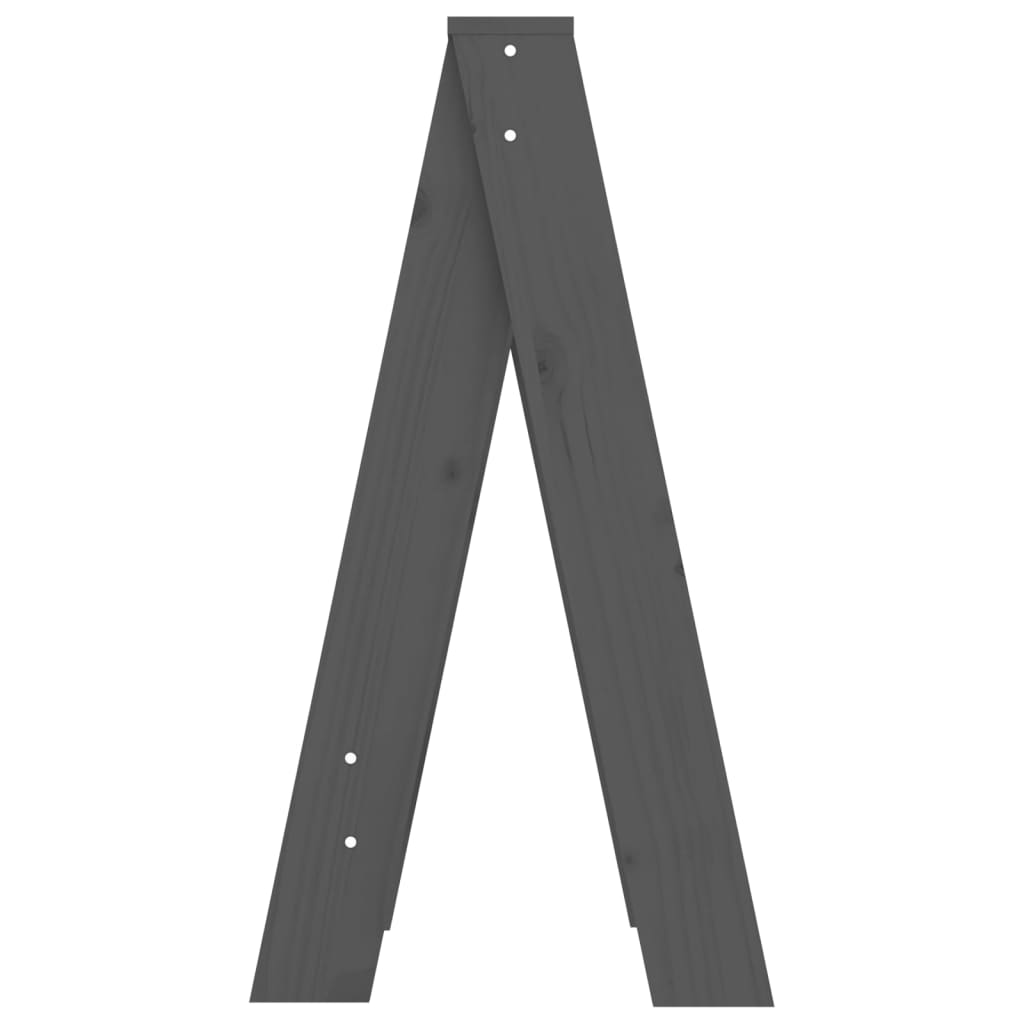 Krukken 2 st 40x40x75 cm massief grenenhout grijs