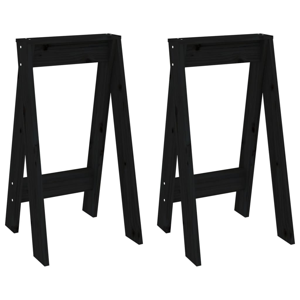 Krukken 2 st 40x40x75 cm massief grenenhout zwart