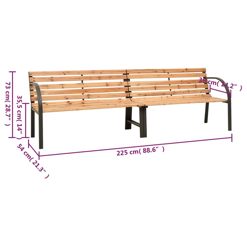 Tuinbank dubbel 225 cm massief vurenhout