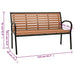 Tuinbank 116 cm staal en HKC zwart en bruin