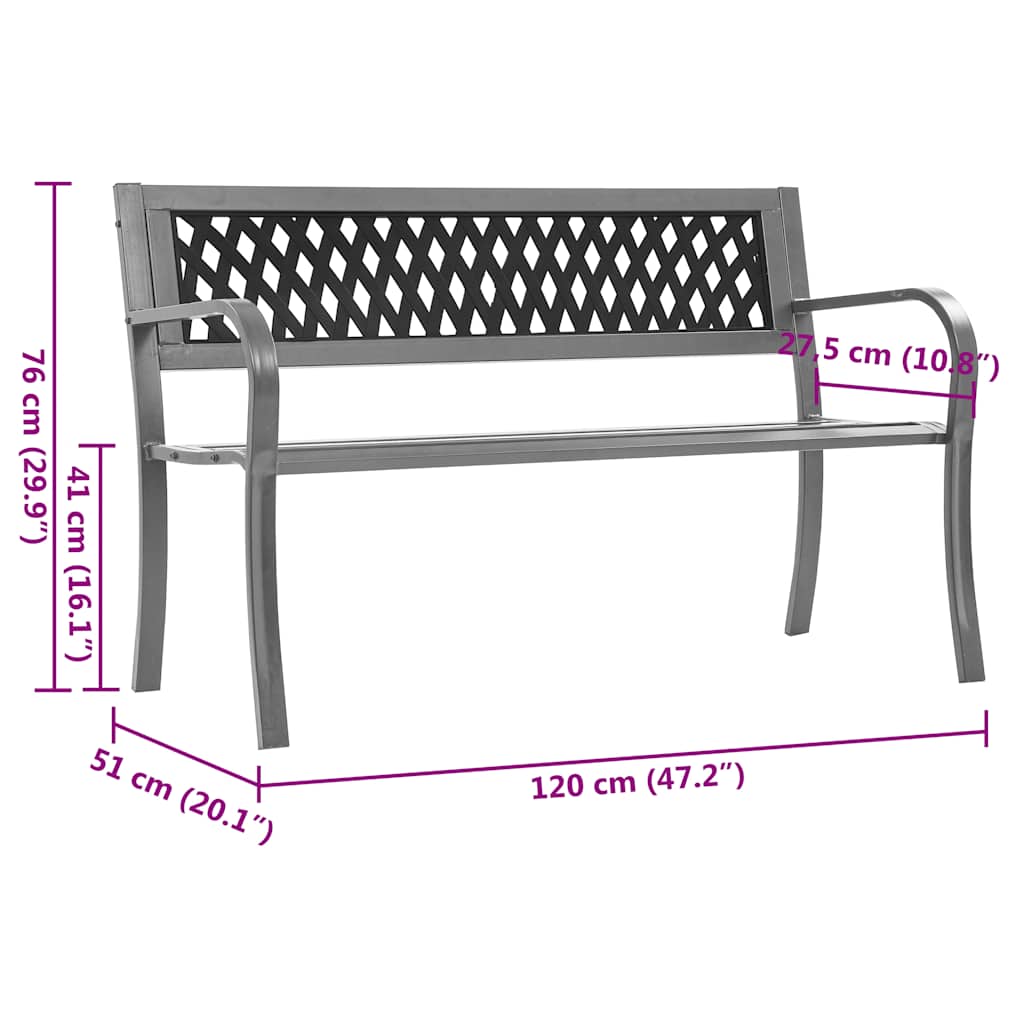 Tuinbank 120 cm staal zwart