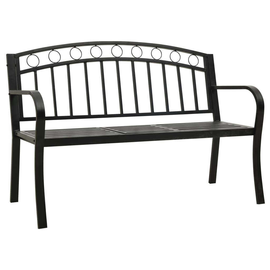 Tuinbank met tafel 120 cm staal zwart