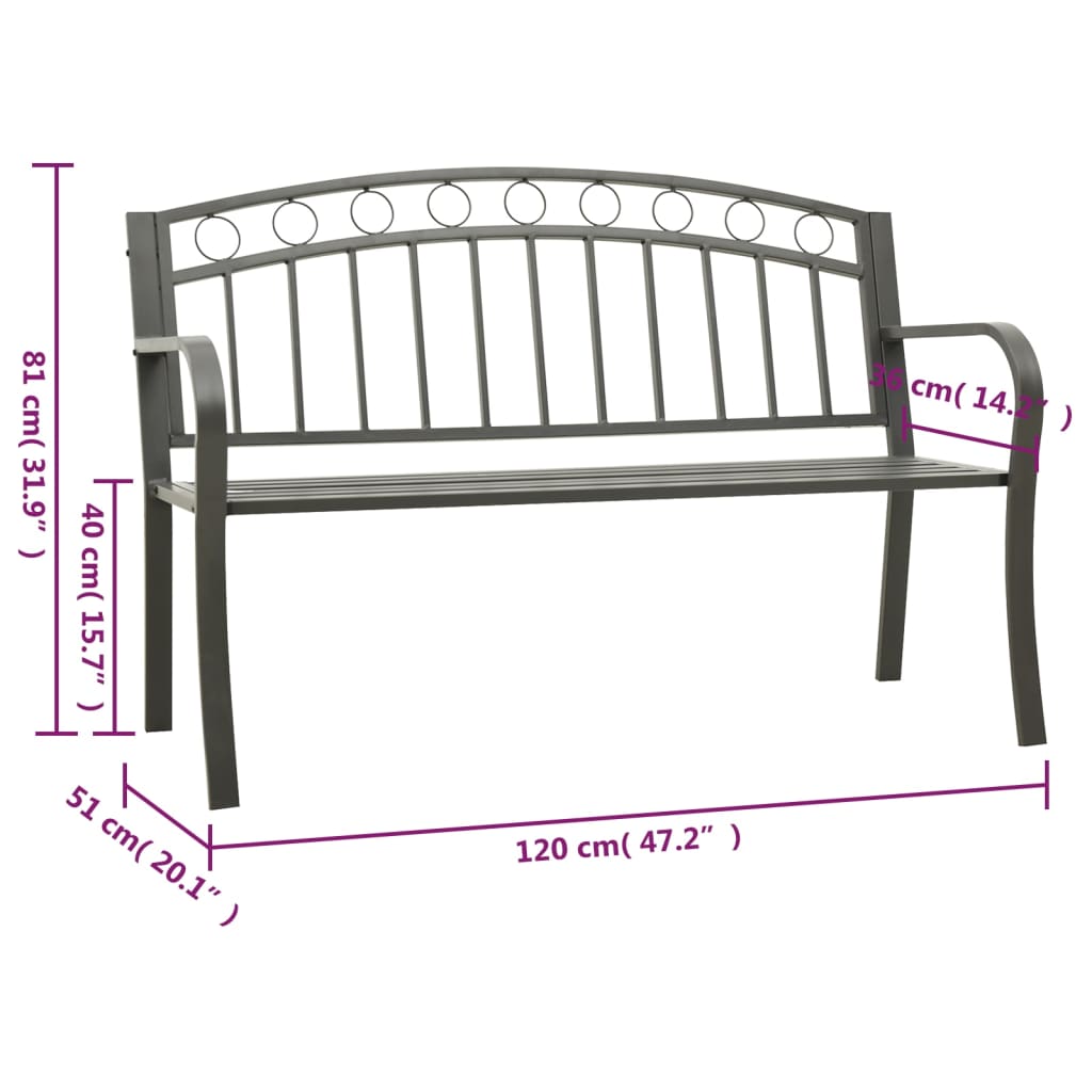 Tuinbank 120 cm staal grijs