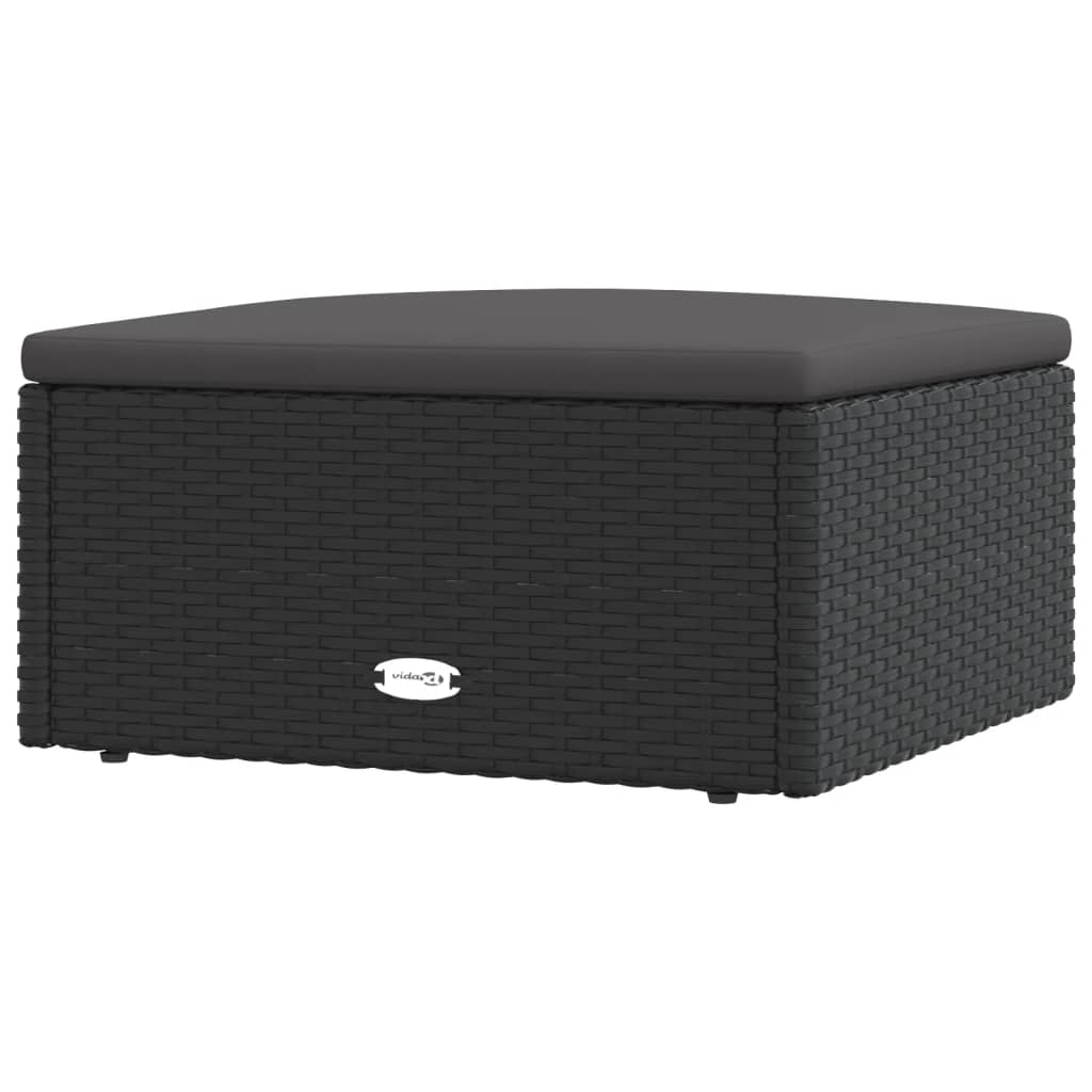 Voetensteun Met Kussen Poly Rattan Zwart 1