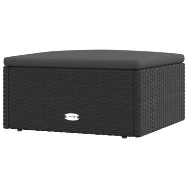 Voetensteun Met Kussen Poly Rattan Zwart 1