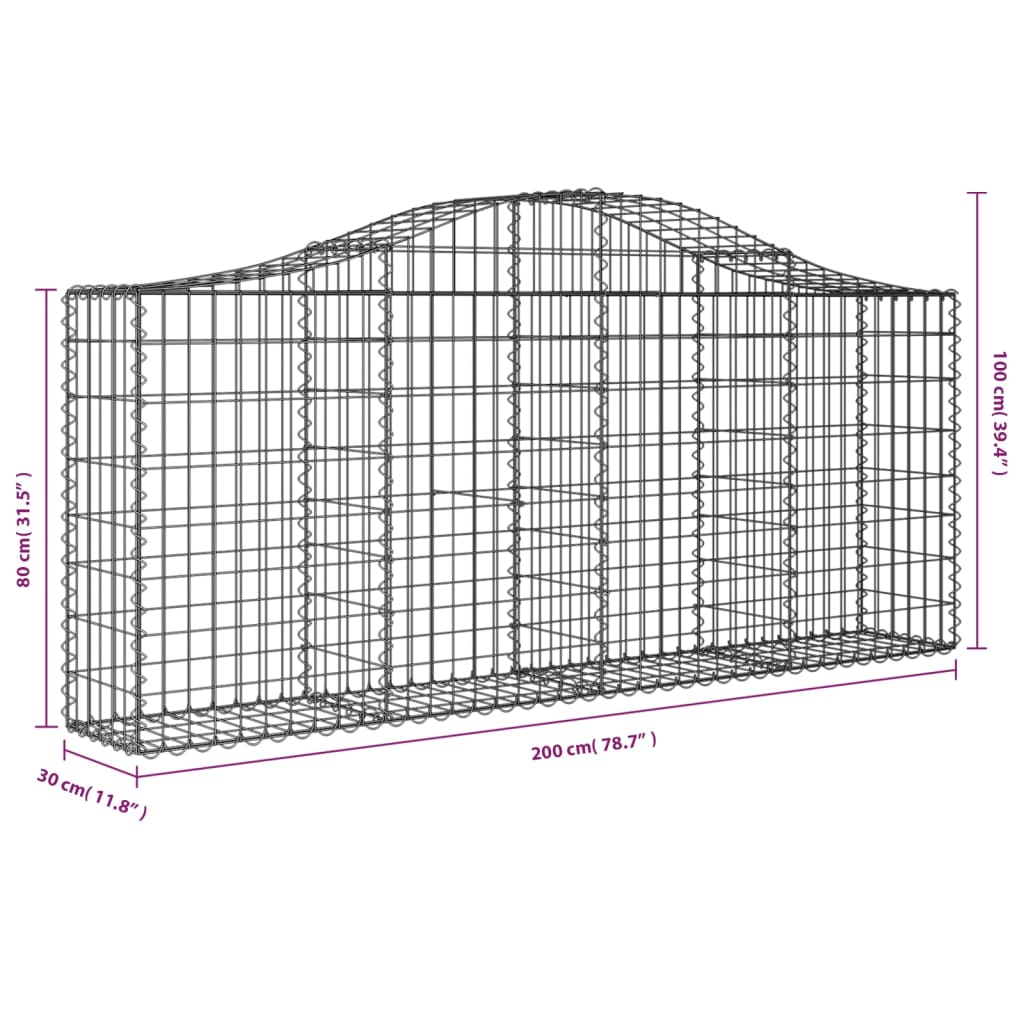 Schanskorf Gewelfd 200X30X80/100 Cm Gegalvaniseerd Ijzer 200 x 30 x 80/100 cm
