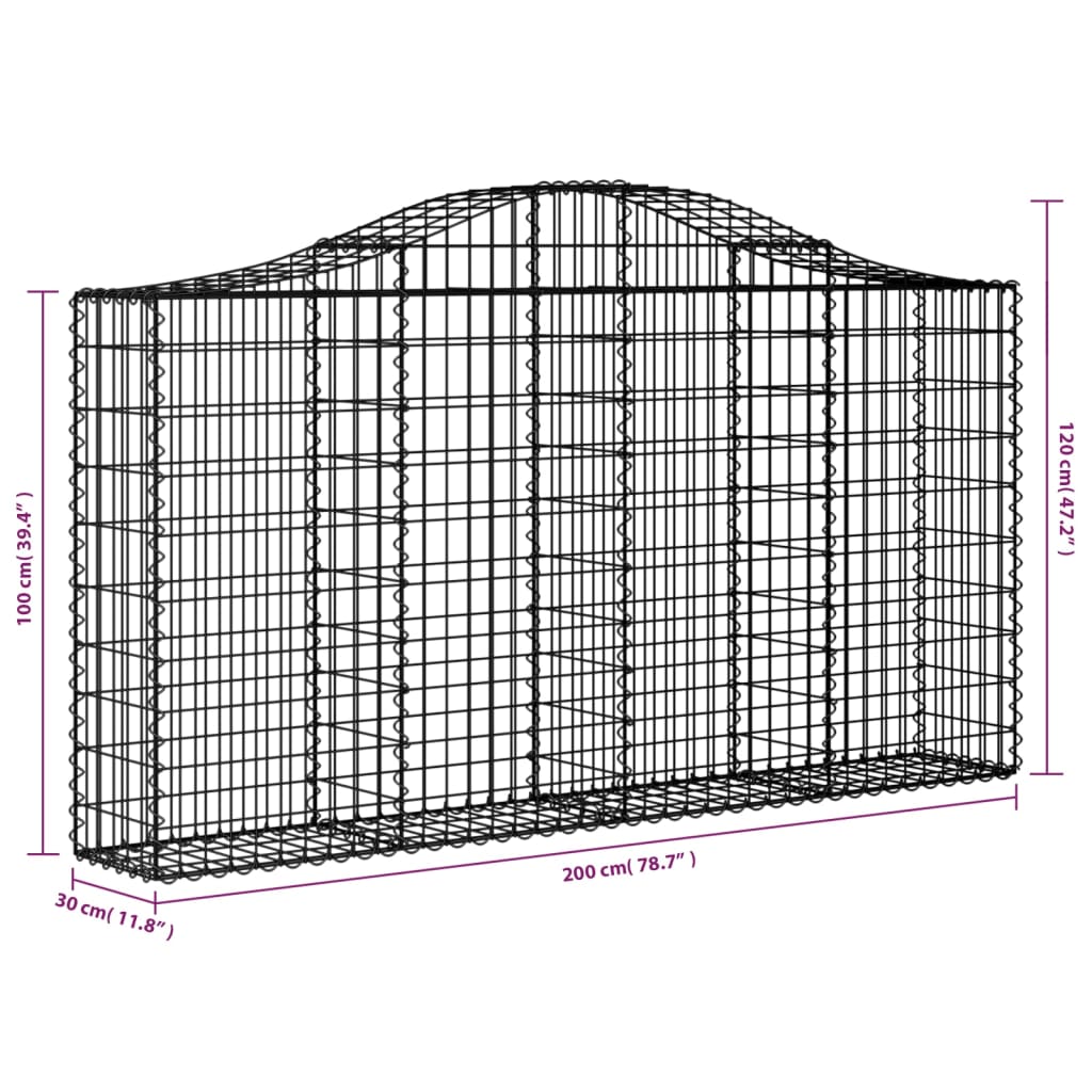 Schanskorf Gewelfd 200X30X100/120 Cm Gegalvaniseerd Ijzer 200 x 30 x 100/120 cm
