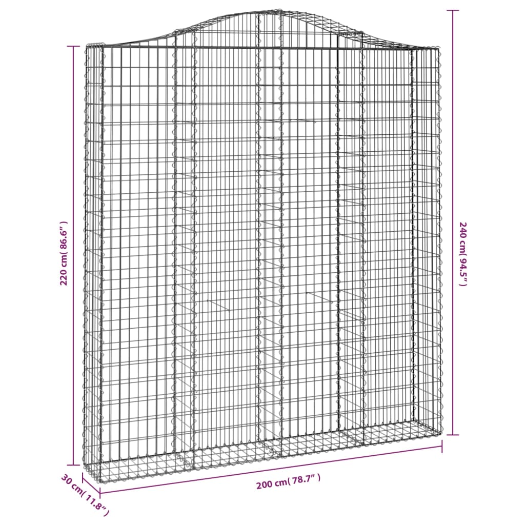 Schanskorf Gewelfd 200X30X220/240 Cm Gegalvaniseerd Ijzer 1 200 x 30 x 220/240 cm