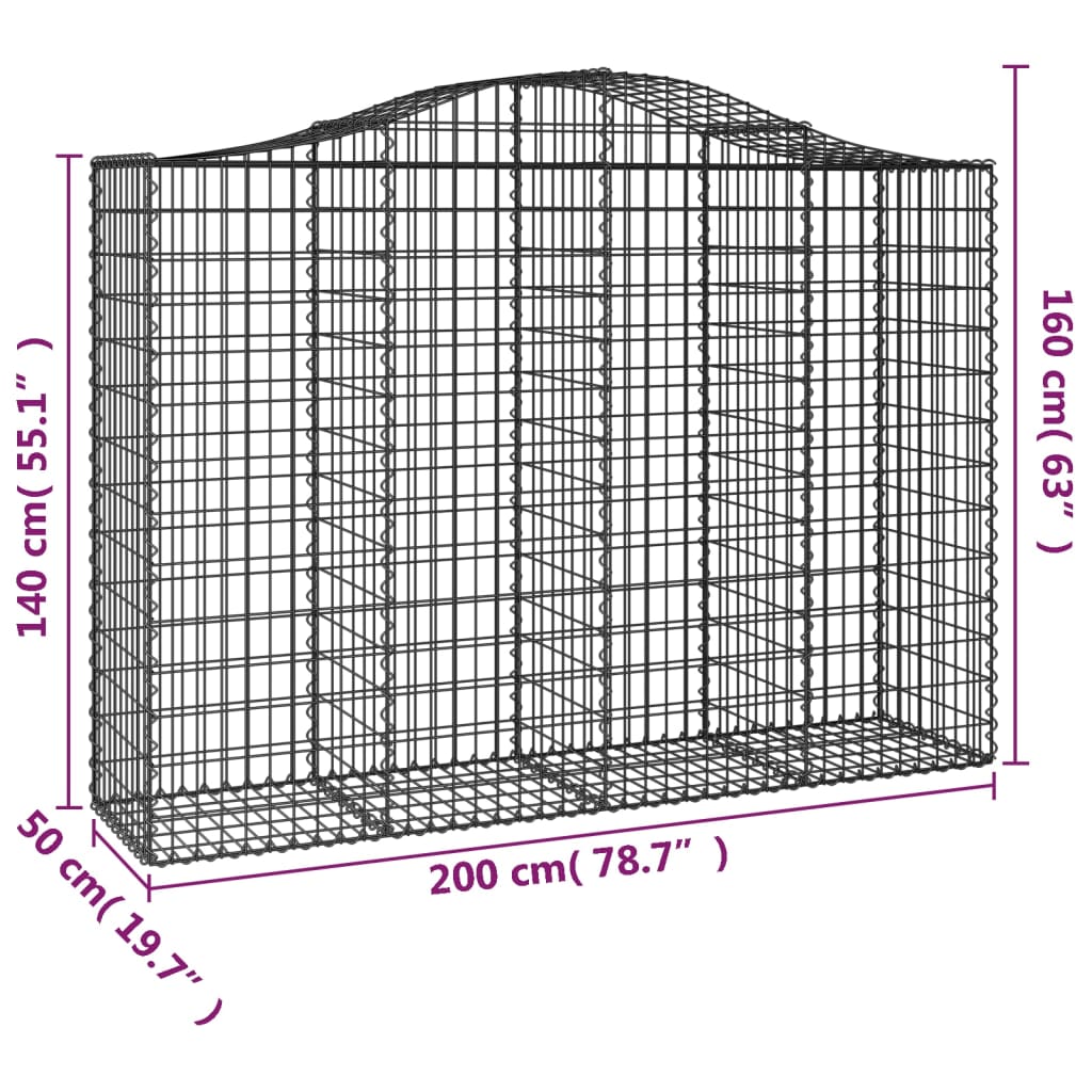 Schanskorf Gewelfd 200X50X140/160 Cm Gegalvaniseerd Ijzer 200 x 50 x 140/160 cm