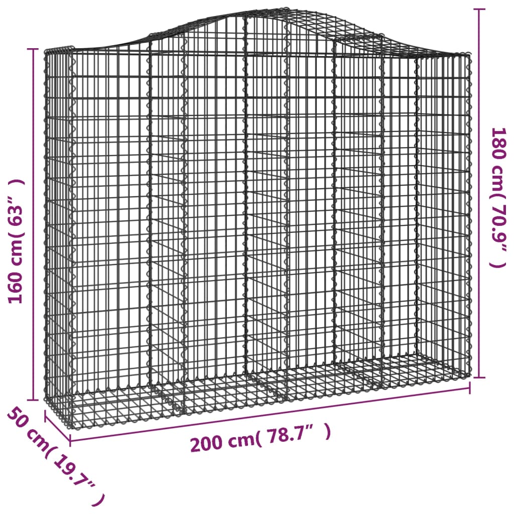 Schanskorf Gewelfd 200X50X160/180 Cm Gegalvaniseerd Ijzer 200 x 50 x 160/180 cm