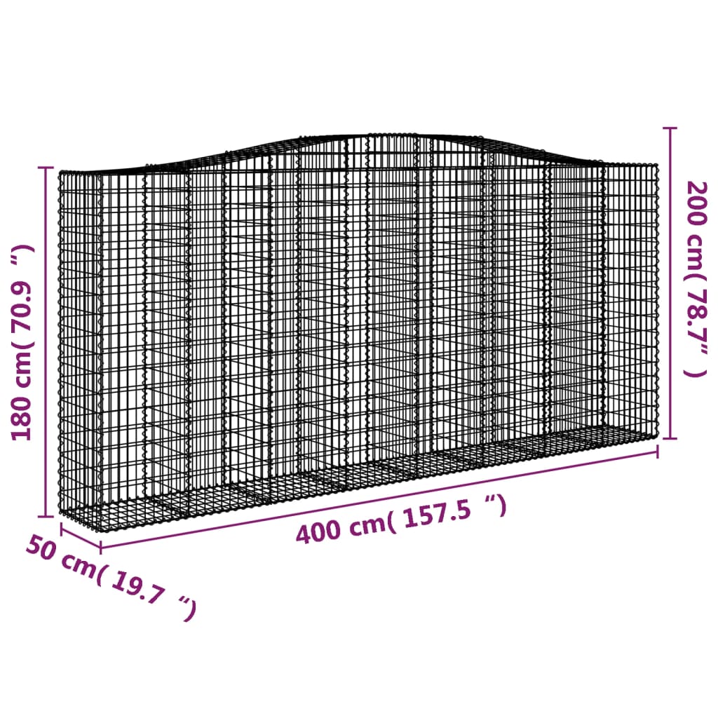Schanskorf Gewelfd 400X50X180/200 Cm Gegalvaniseerd Ijzer 400 x 50 x 180/200 cm