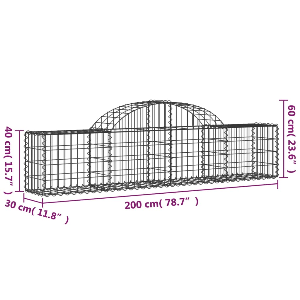 Schanskorf Gewelfd 200X30X40/60 Cm Gegalvaniseerd Ijzer 1 200 x 30 x 40/60 cm