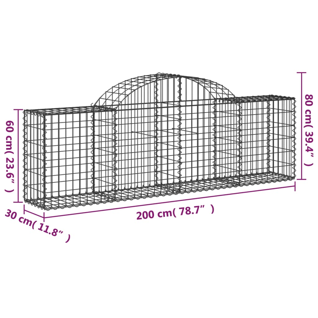 Schanskorf Gewelfd 200X30X60/80 Cm Gegalvaniseerd Ijzer 1 200 x 30 x 60/80 cm