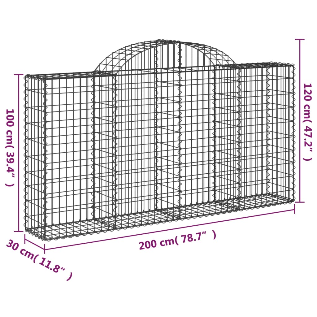 Schanskorf Gewelfd 200X30X100/120 Cm Gegalvaniseerd Ijzer 200 x 30 x 100/120 cm