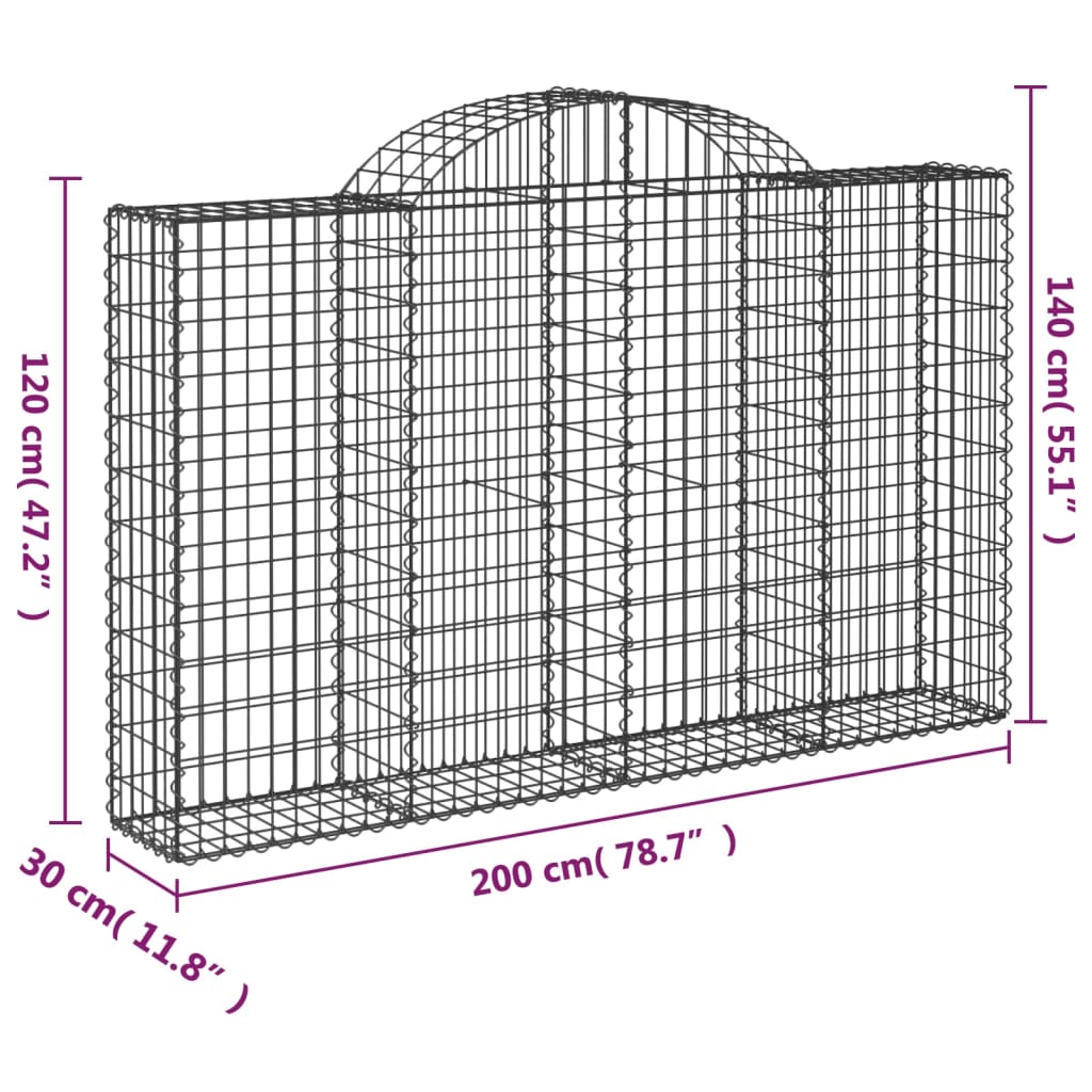 Schanskorf Gewelfd 200X30X120/140 Cm Gegalvaniseerd Ijzer 200 x 30 x 120/140 cm