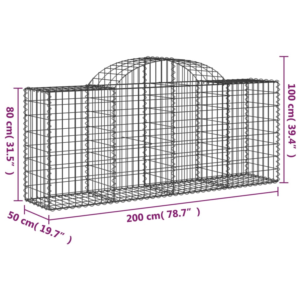 Schanskorf Gewelfd 200X50X80/100 Cm Gegalvaniseerd Ijzer 200 x 50 x 80/100 cm