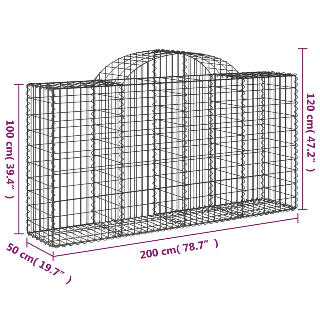 Schanskorf Gewelfd 200X50X100/120 Cm Gegalvaniseerd Ijzer 200 x 50 x 100/120 cm