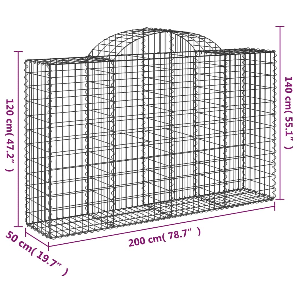 Schanskorf Gewelfd 200X50X120/140 Cm Gegalvaniseerd Ijzer 200 x 50 x 120/140 cm