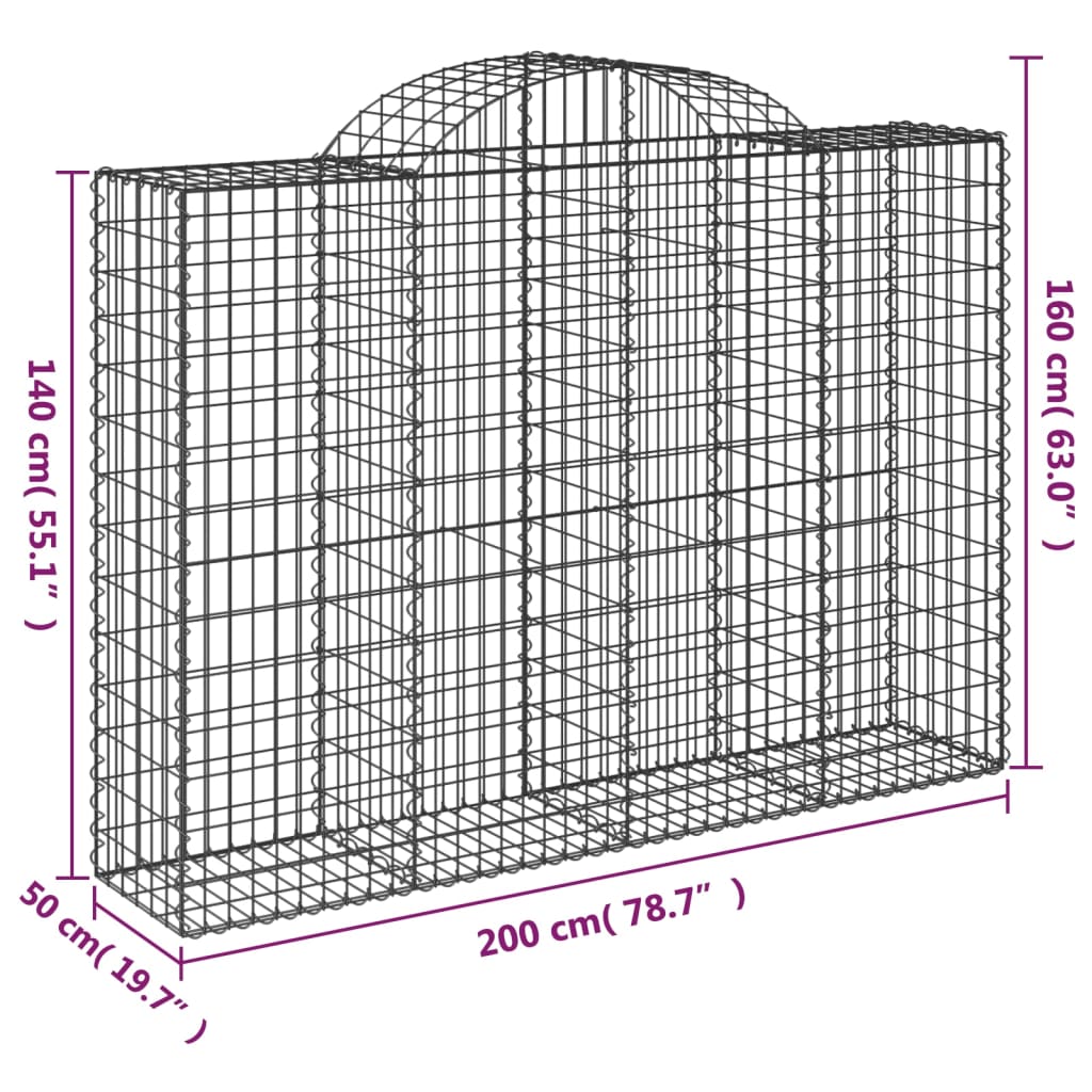 Schanskorf Gewelfd 200X50X140/160 Cm Gegalvaniseerd Ijzer 200 x 50 x 140/160 cm