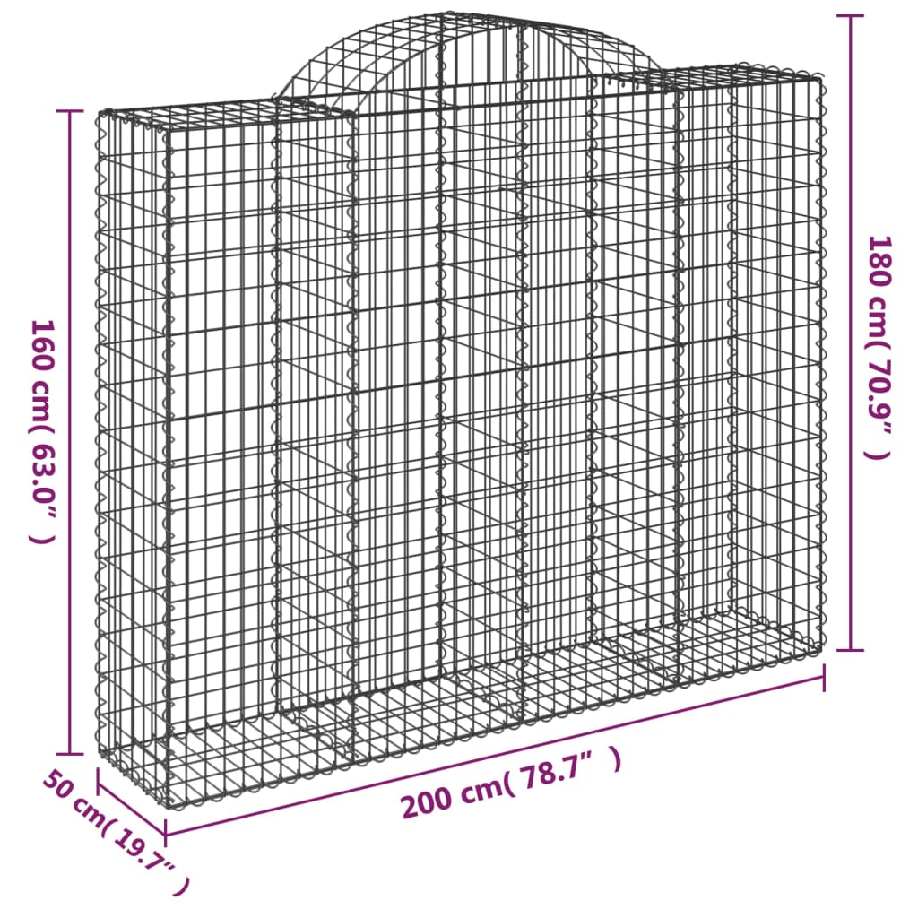 Schanskorf Gewelfd 200X50X160/180 Cm Gegalvaniseerd Ijzer 200 x 50 x 160/180 cm
