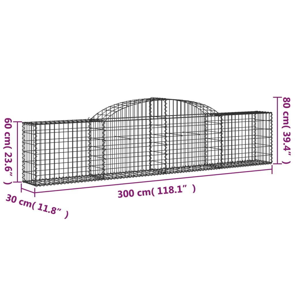 Schanskorf Gewelfd 300X30X60/80 Cm Gegalvaniseerd Ijzer 1 300 x 30 x 60/80 cm