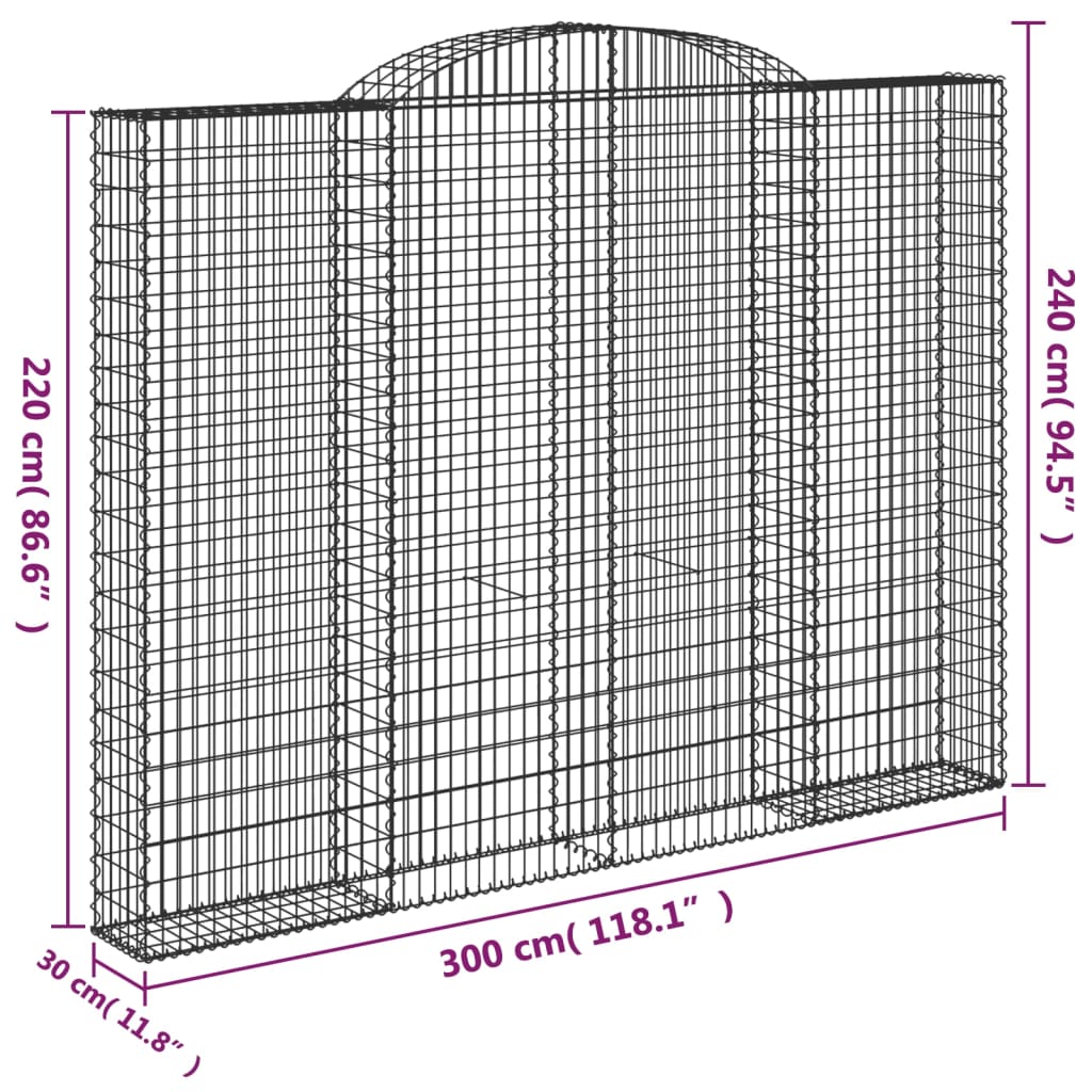Schanskorf Gewelfd 300X30X220/240 Cm Gegalvaniseerd Ijzer 1 300 x 30 x 220/240 cm