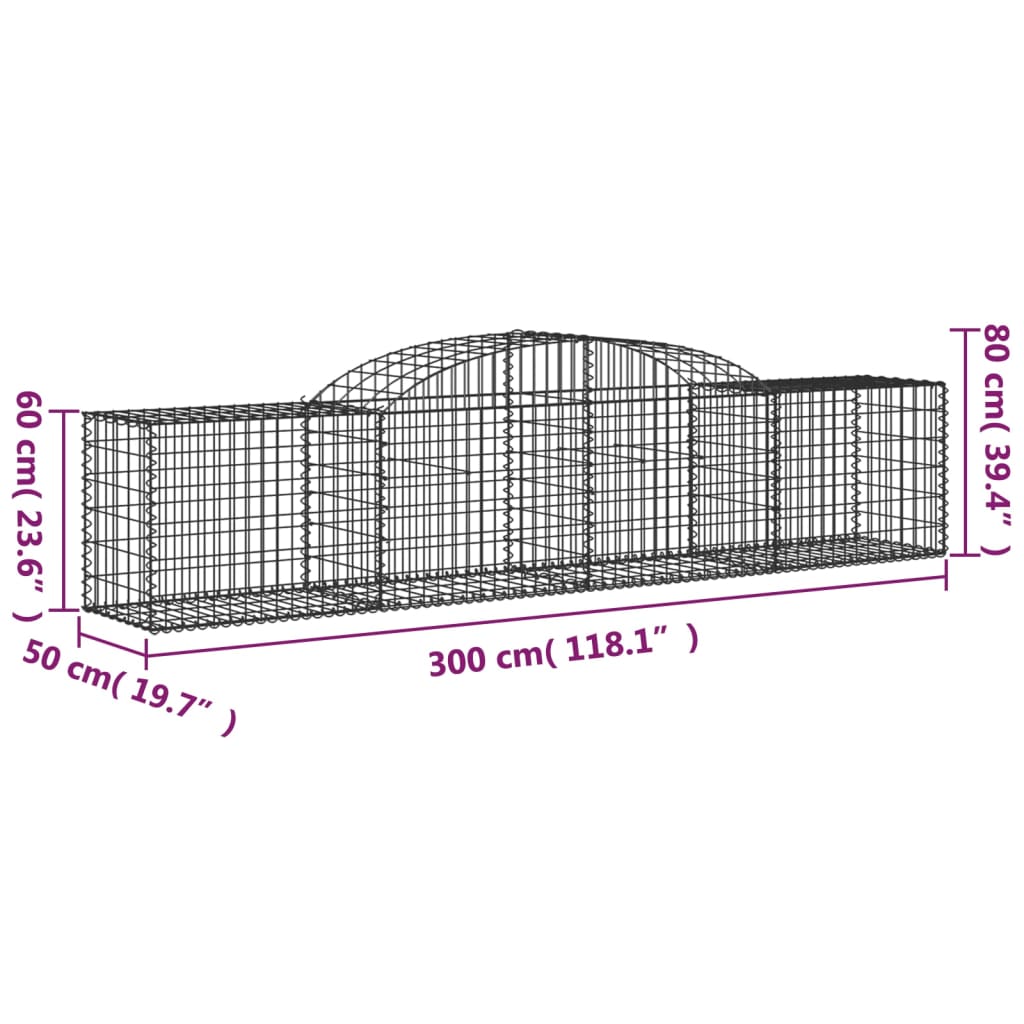 Schanskorf Gewelfd 300X50X60/80 Cm Gegalvaniseerd Ijzer 1 300 x 50 x 60/80 cm