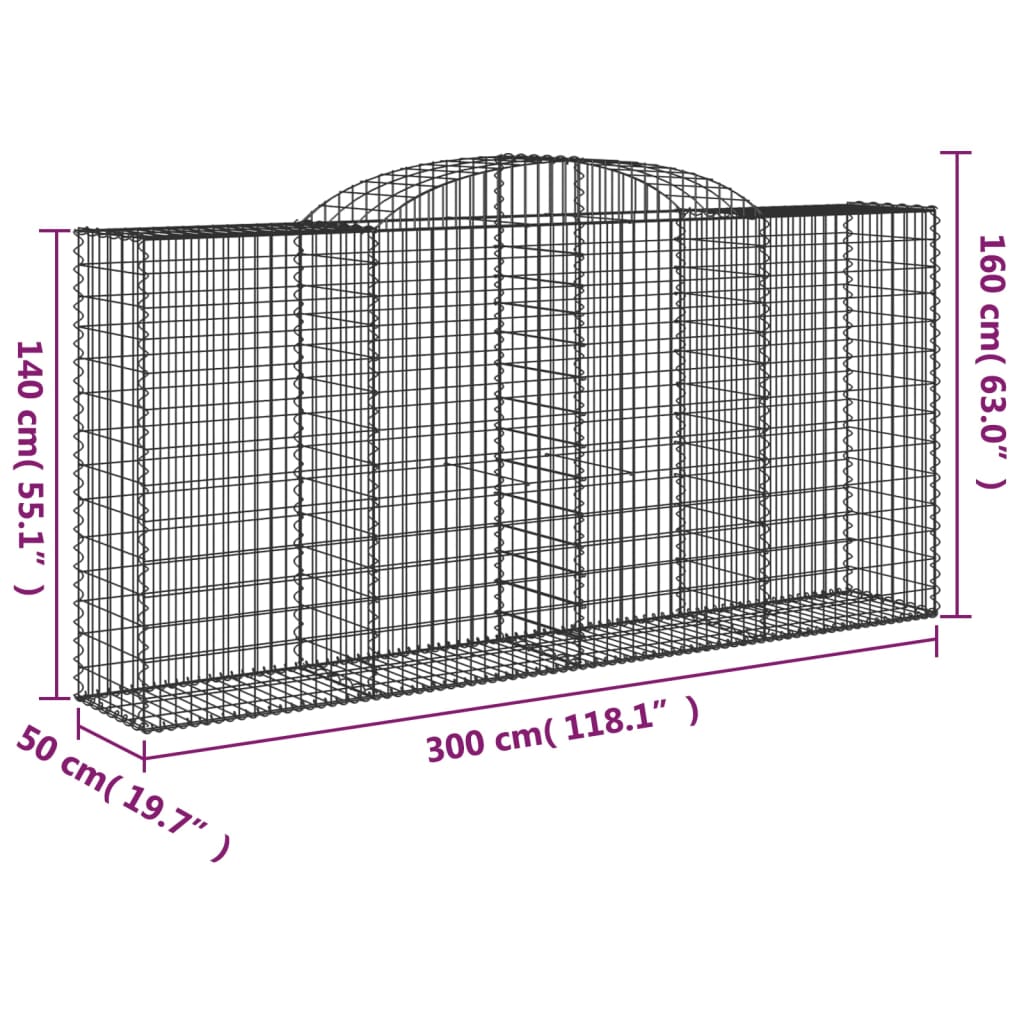 Schanskorf Gewelfd 300X50X140/160 Cm Gegalvaniseerd Ijzer 300 x 50 x 140/160 cm