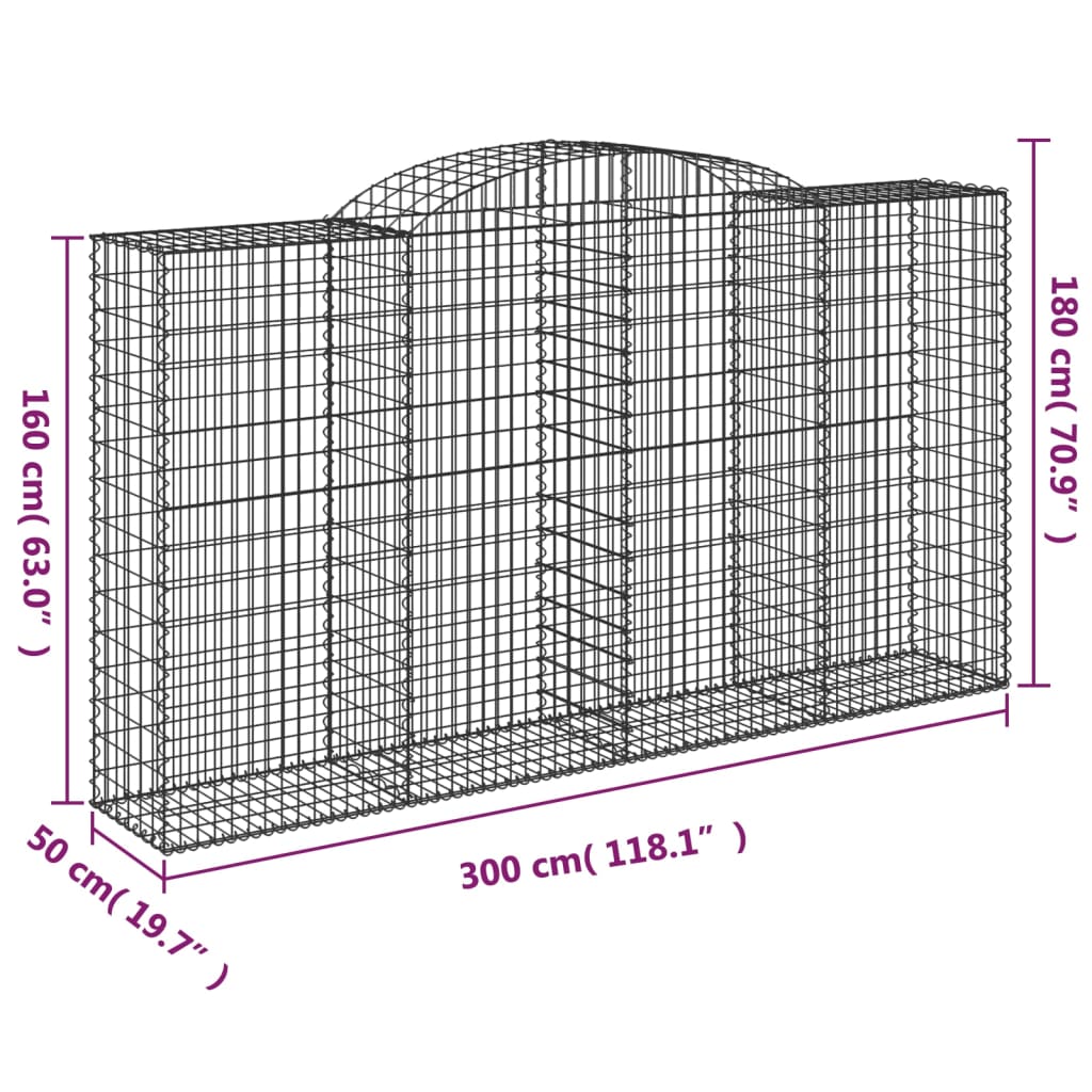 Schanskorf Gewelfd 300X50X160/180 Cm Gegalvaniseerd Ijzer 300 x 50 x 160/180 cm