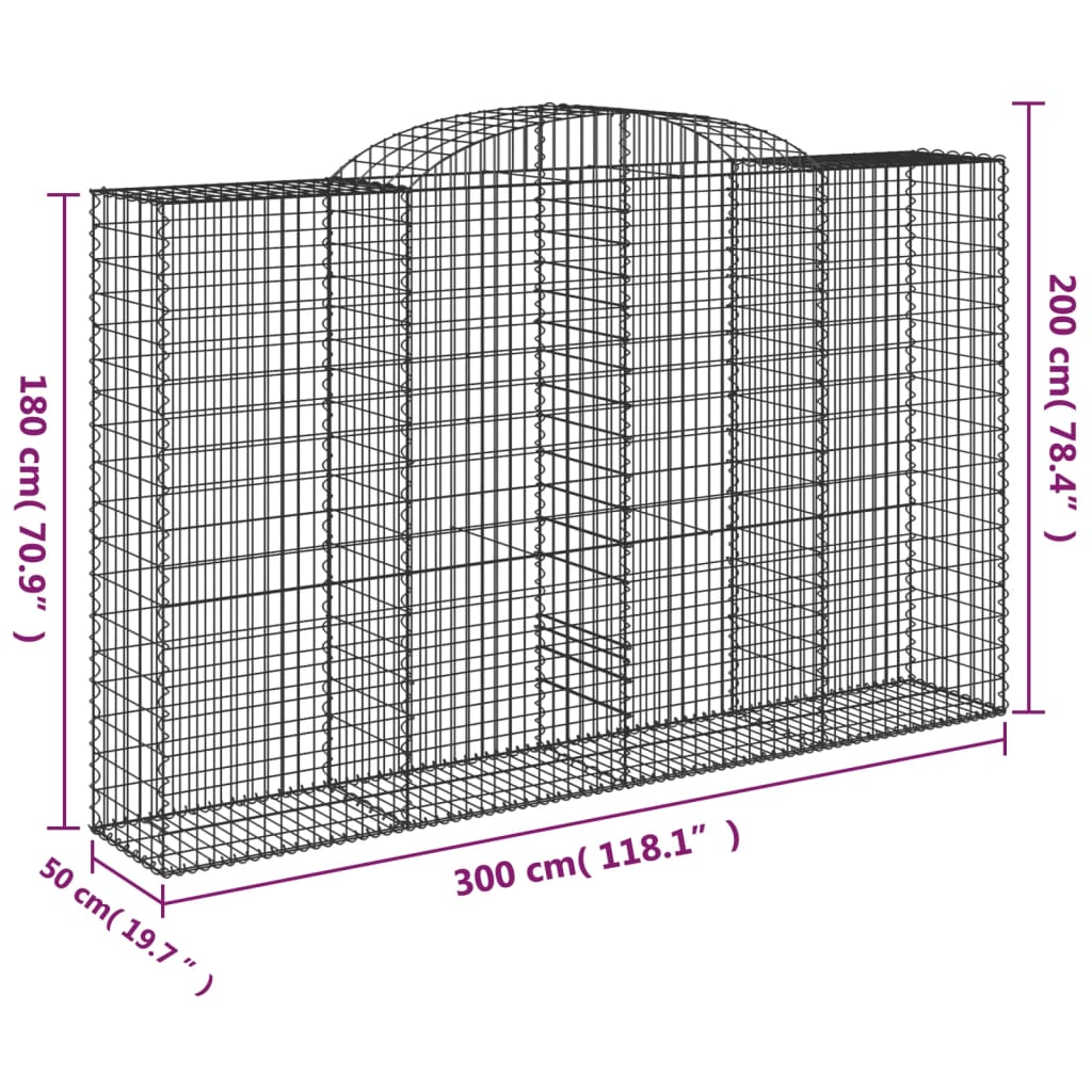 Schanskorf Gewelfd 300X50X180/200 Cm Gegalvaniseerd Ijzer 300 x 50 x 180/200 cm