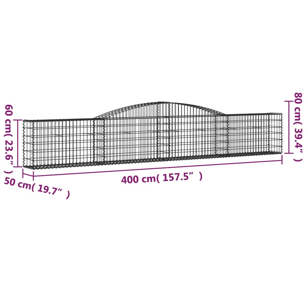 Schanskorf Gewelfd 400X50X60/80 Cm Gegalvaniseerd Ijzer 1 400 x 50 x 60/80 cm